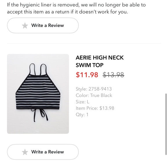 Aerie Tie Back Swimsuit Top, size L - Picture 3 of 3